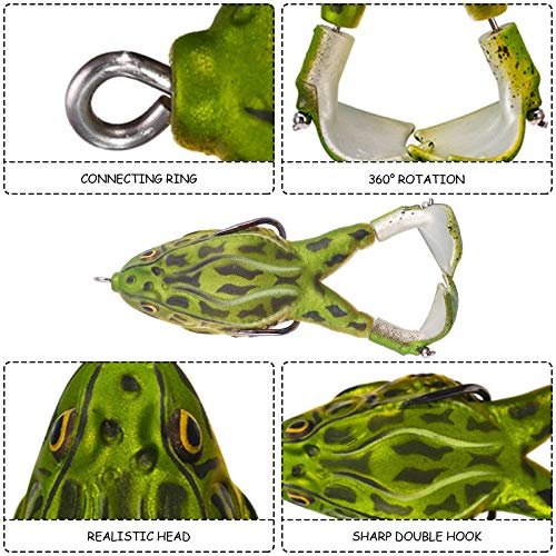 Appât Souple De Grenouille à Double Hélice De 2 Pièces, Leurres De Pêche, Leurre De Pêche En Métal Leurre à Double Crochet Appâts Artificiels Pour L’eau Salée D’eau Douce